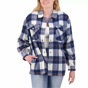 Plaid Women's Utility Jacket in Blue and White